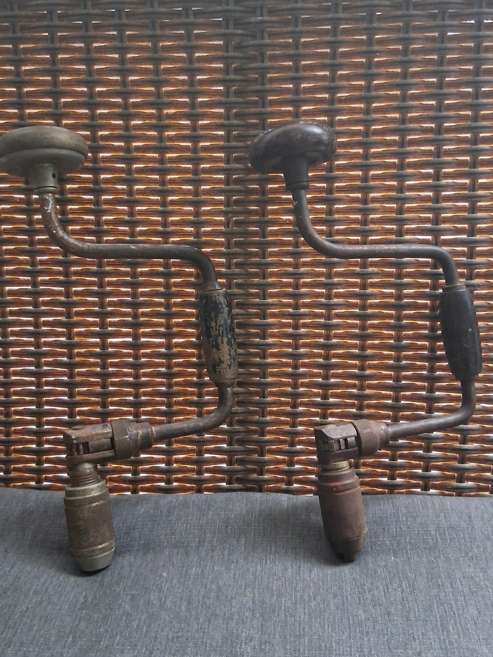 Vintage Stanley Ratchet Bit Brace Hand Drills  Lot of 2 Woodworking Tools